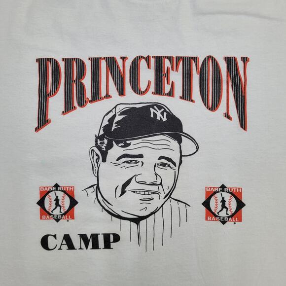 Vintage 90s Princeton Baseball Shirt L/XL 23x27 Babe-Ruth Camp - Picture 8 of 14